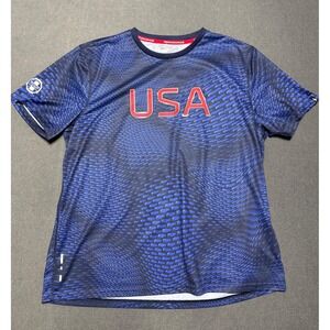 Polo‎ Ralph Lauren Sport USA Performance T Shirt Mens XL Blue Pattern Gym